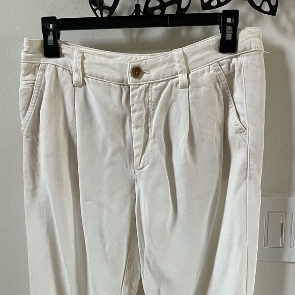 Anthropologie Scout Slim Pleated Pants Slouchy Lyocell In Cream 27 - Picture 5 of 15